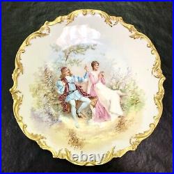 Wm Guerin & Co Limoges France Painted Courtship Gold Dinner Plate 11.5