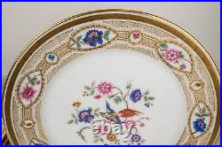 Wm Guerin Limoges Gold Floral and Bird Dinner Cabinet Plates Set of 10-10 7/8 D