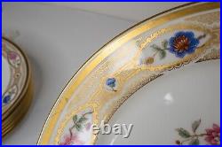 Wm Guerin Limoges Gold Floral and Bird Dinner Cabinet Plates Set of 10-10 7/8 D