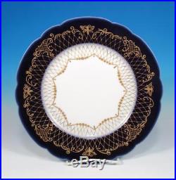 Wm Guerin Limoges SET (5) Antique Nouveau Porcelain Cobalt A+ Gold Dinner Plates