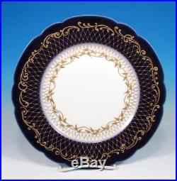 Wm Guerin Limoges SET (5) Antique Nouveau Porcelain Cobalt A+ Gold Dinner Plates