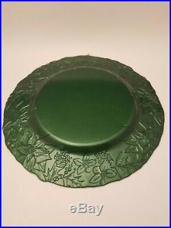 X4 Ackam Turkish Glass Christmas Charger Dinner Plates 13 Green Gold Poinsettia