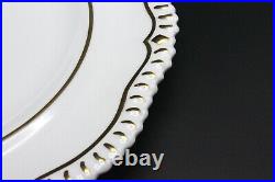 Y3085 Copeland Spode White Gold Gadroon Edge Scalloped Dinner Plates (x2) 1944